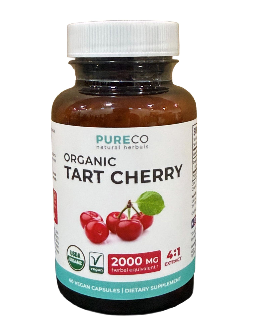 Organic Tart Cherry Capsules - High Strength Organic Tart Cherry 500mg 4:1 Extract- 1 Capsule Per Serving for Uric Acid Support - Vegan Non-GMO & Made in the USA (2 Months Supply)
