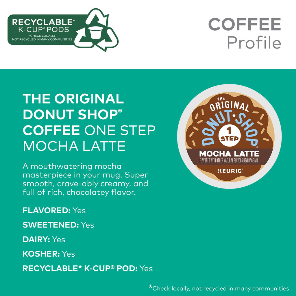 The Original Donut Shop Mocha One-Step Latte, K-Cup Pods, 20 Count