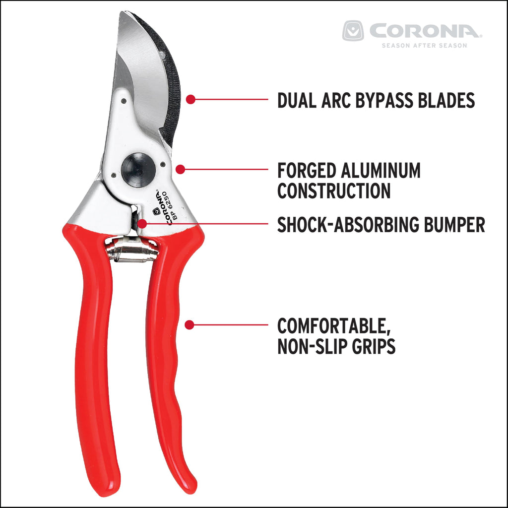 Corona Tools BP 6250 MAXFORGED Aluminum Bypass Pruner, 1-Inch Cut Capacity, Professional Hand Pruning Shears with Replaceable Steel Blade & Non-Slip Comfort Grip