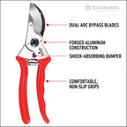 Corona Tools BP 6250 MAXFORGED Aluminum Bypass Pruner, 1-Inch Cut Capacity, Professional Hand Pruning Shears with Replaceable Steel Blade & Non-Slip Comfort Grip