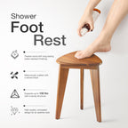 HOLANA Corner Shower Foot Rest - Wooden Showers Stool Seat for Shaving Legs - Small Corner Shower Benches for Inside Shower - Waterproof Bath Step Stools Bench for Bathroom