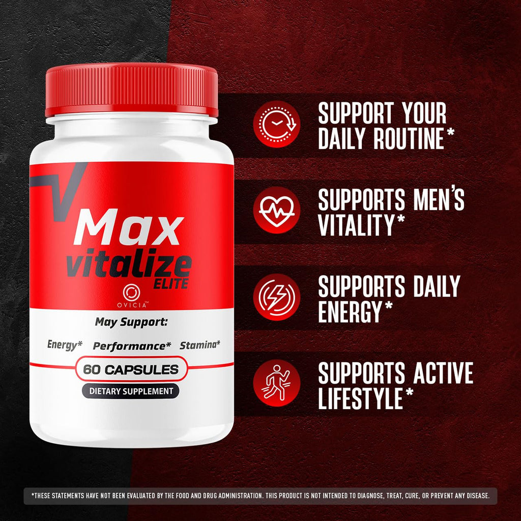 Max Vitalize Capsules Support Advanced Formula - MaxVitalize Premium Pills All Natural Ingredients Maximum Strenght, Daily Support for Overall Health & Wellness 60 Capsules for 1 Month