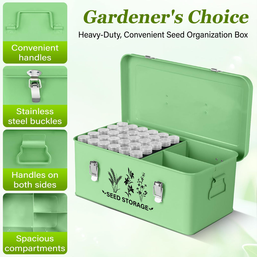 Seed Storage Box Organizer - Metal Garden Seed Storage Container Kit
