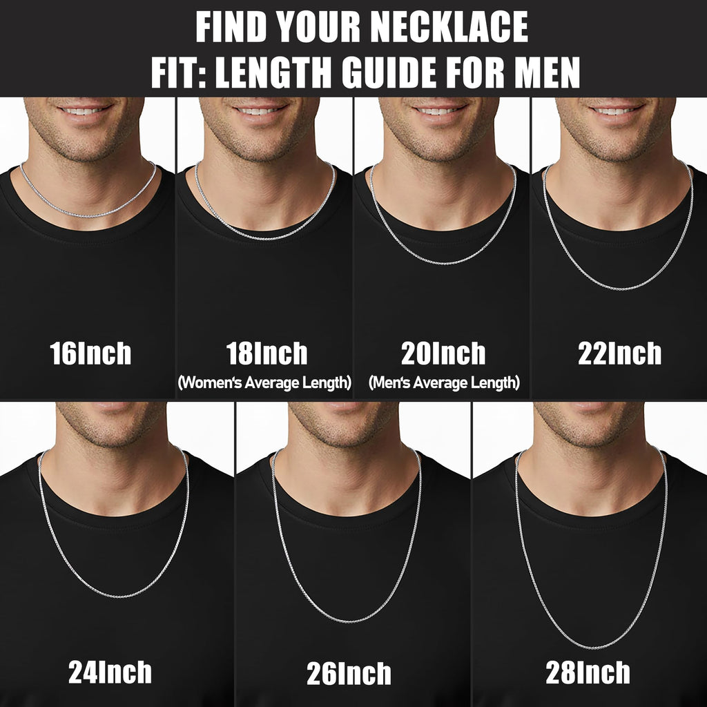 Fiusem 2.5mm Silver Tone Wheat Chain for Men, 24 Inches