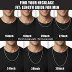 Fiusem 2.5mm Silver Tone Wheat Chain for Men, 24 Inches