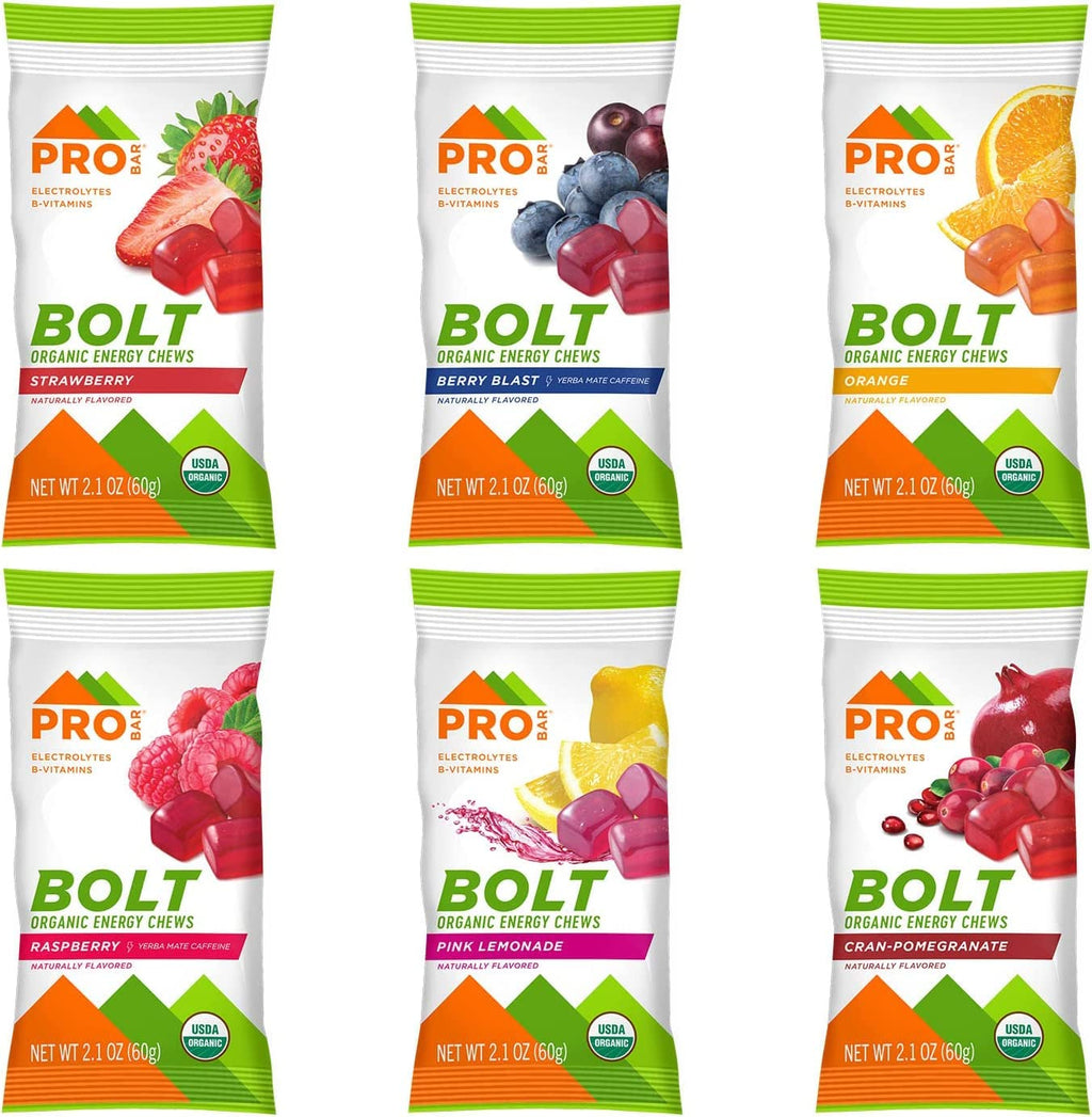 PROBAR Bolt Energy Chews Variety Pack – Organic Vegan Sports Gummies with Electrolytes & B Vitamins for Running & Cycling, Fast Carb Fuel, Gluten Free, Non-GMO (12 Pack), Flavors May Vary