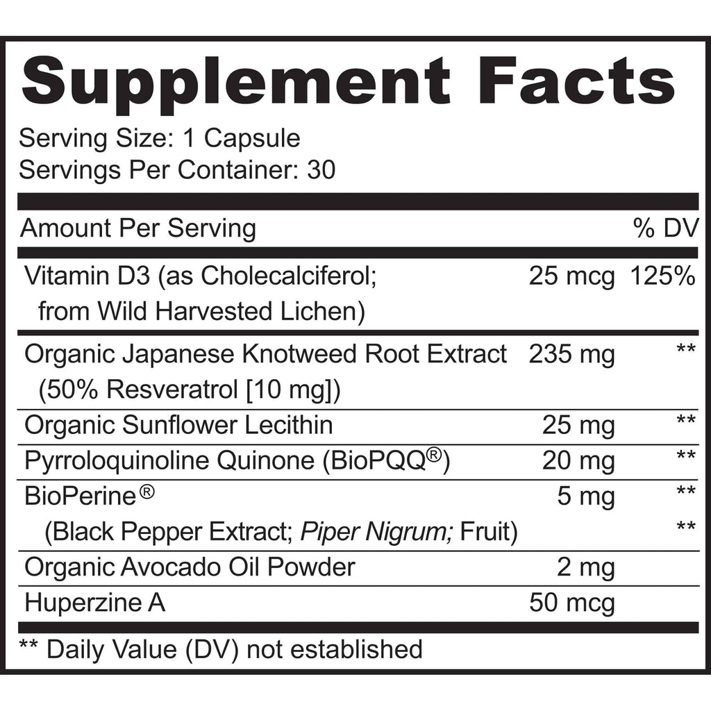 PQQ MITORESTORE Brain Supplements for Memory and Focus - Mitochondria Supplement with BioPQQ 20mg - Purest Form NOT Chemically Synthesized, Cognitive and Heart Support - 30 Vegan Capsules, Non GMO