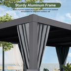 Aoxun Motorized Louvered Pergola 12'x16' with Fan, LED Lights & Power Strip