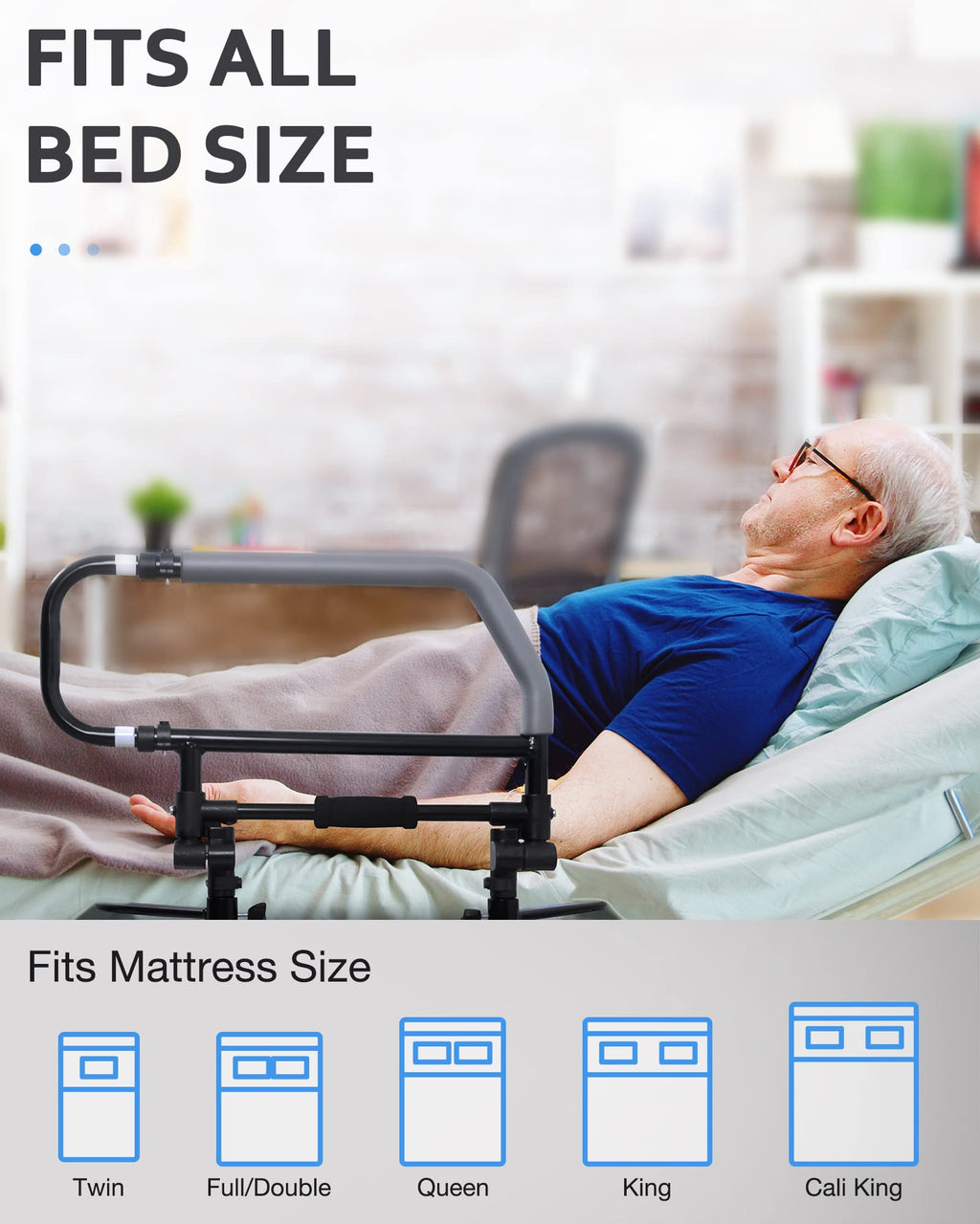 Sangohe Heavy Duty Bed Rails for Senior & Elderly and People Falling Out of Bed - Foldable Bed Assist Handle - 504E