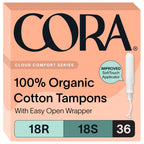 Cora Organic Cotton Tampons Multipack (18 Regular, 18 Super Tampons)