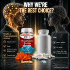 Phosphatidylcholine Gummies 600 mg (Sunflower Lecithin) 5-in-1 Choline Complex with Alpha GPC 150 mg, Phosphatidylserine 100 mg, Inositol 100 mg & Choline Bitartrate 50 mg for Daily Focus 60 Count