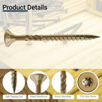 Deck Screws 3 Inch, #10 x 3'', Rust Resistant, Brown Epoxy Coated, Outdoor Screws, Torx/Star Drive, T25 Bit,5lb