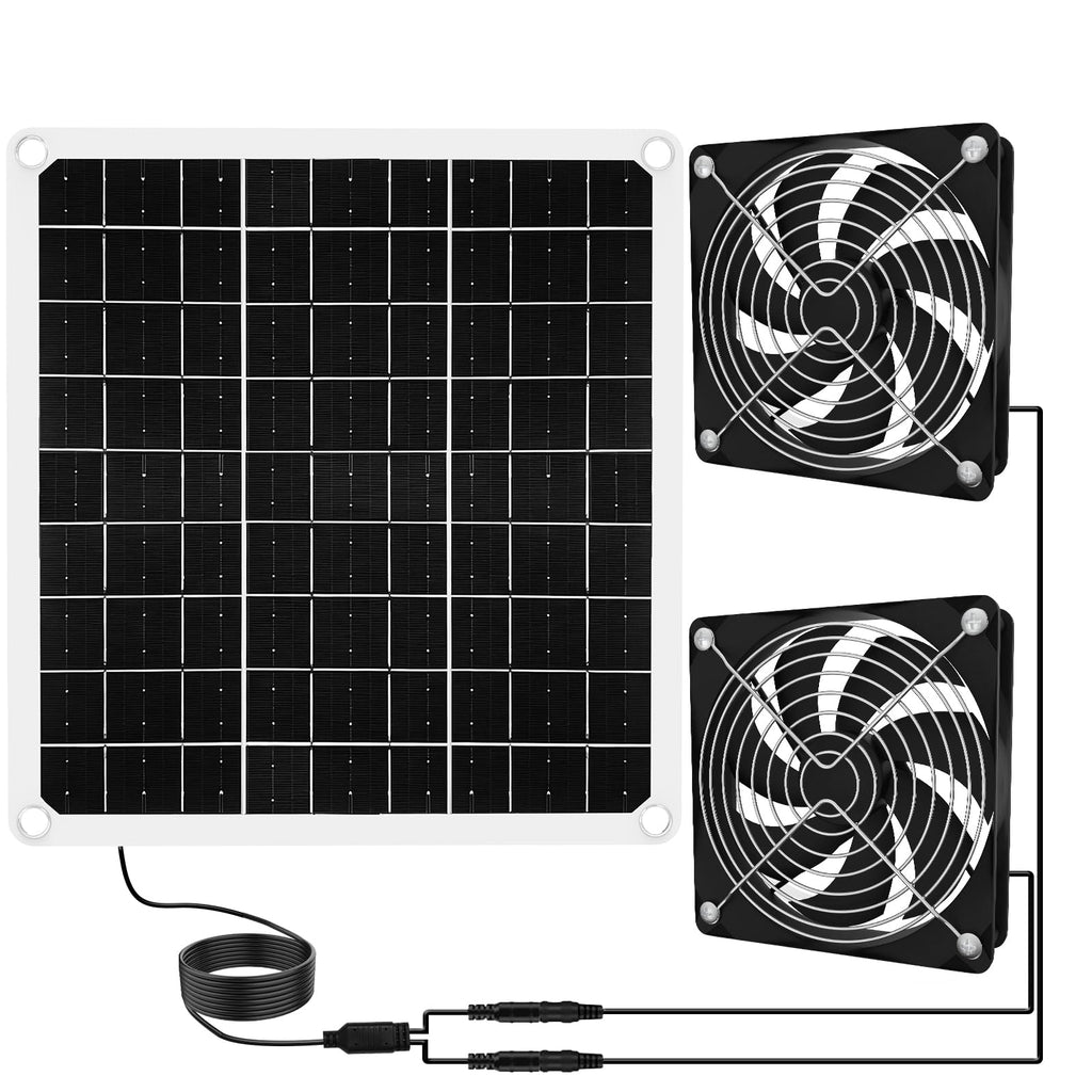 ZCTIMYI 15W Solar Powered Fan for Chicken Coop, Solar Panel Fan Ventilation Exhaust Kits for Greenhouse Outside Shed Doghouses Pet House, Included 2 IP65 Waterproof Fans