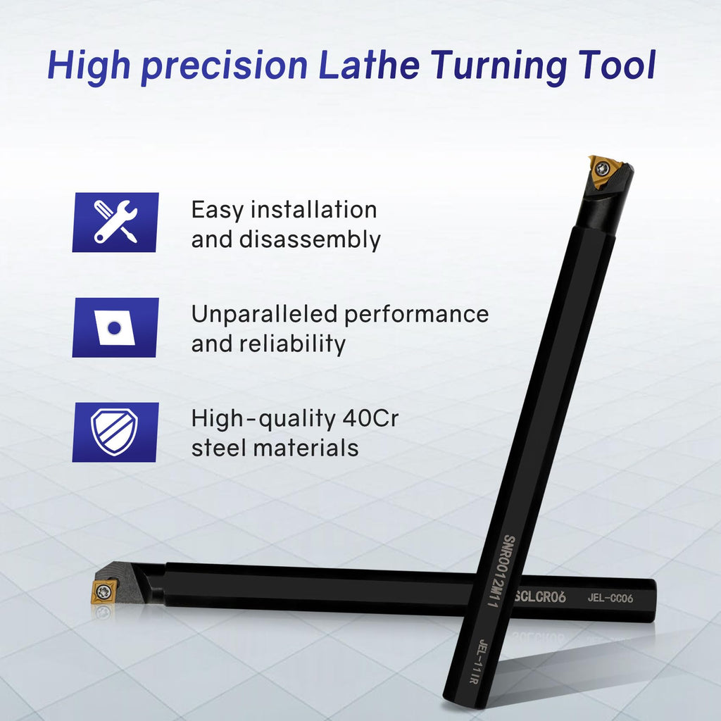 Indexable Lathe Turning Tool 21Pcs Kit 1/2'' 12mm Shank 7 Pcs Metal Lathe Tool Holder Set with 14 Pcs Turning Inserts for Turning Grooving Threading Boring Carbide Inserts Carbide Turning Tool