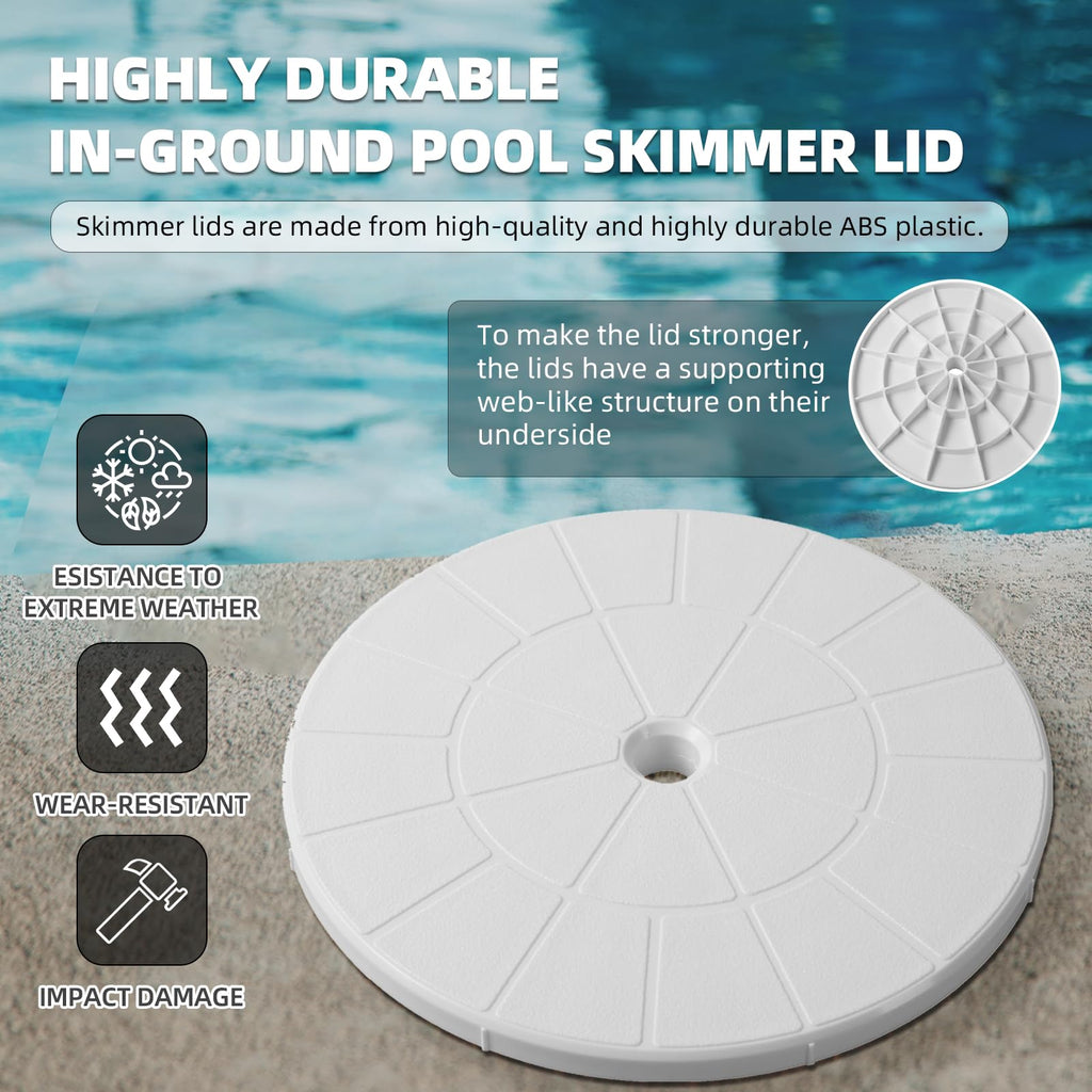 TonGass (2-Pack Round 9 1/8" Skimmer Valve Top Cover Lids Replacement Part for 9" Pool/Spa Deck Lid Plate Highly Durable Pool Skimmer Cover with UV Inhibitors