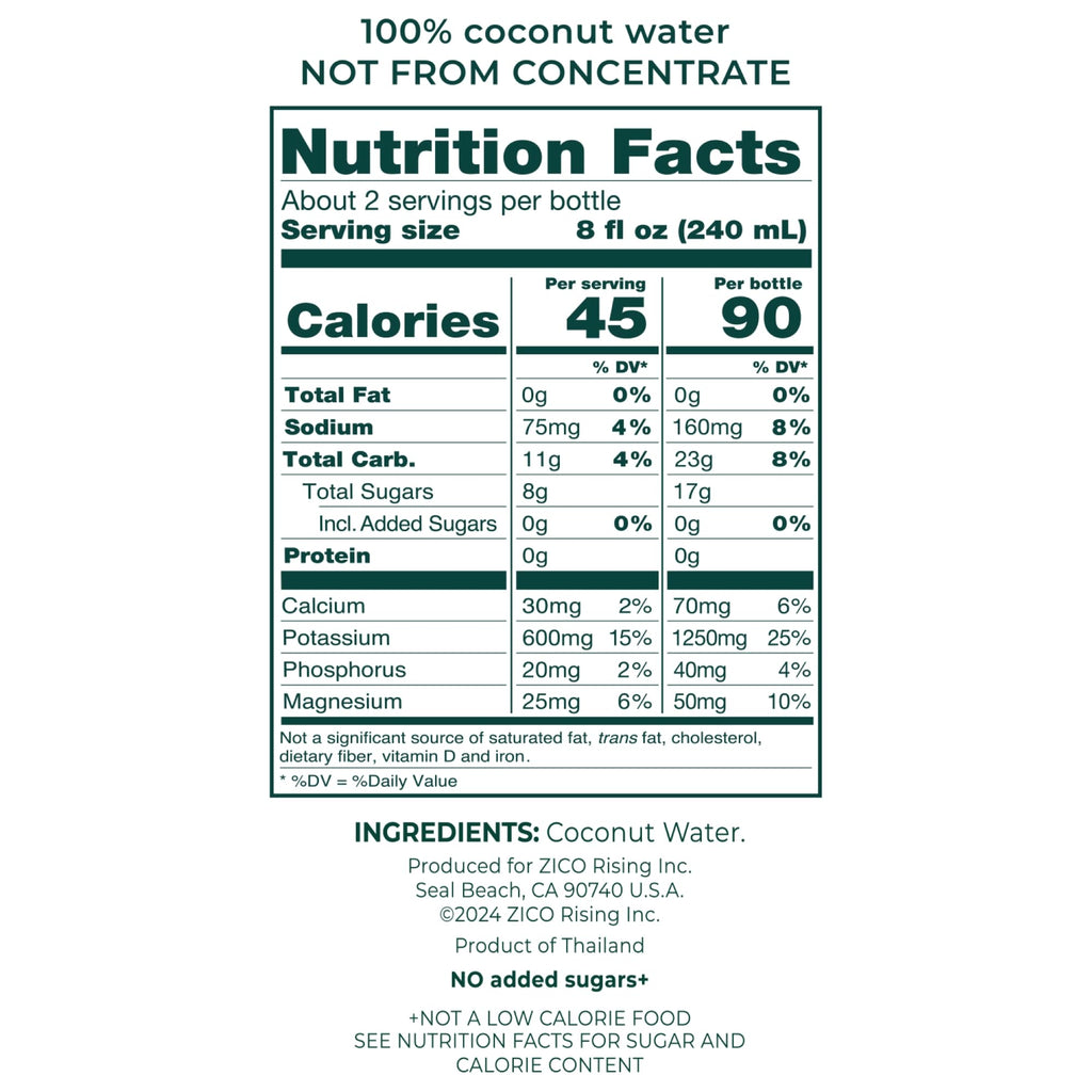 Zico 100% Coconut Water, NO added Sugar, Refreshingly Delicious, Hydration with Electrolytes, 16.9 Fl Oz (Pack of 12)