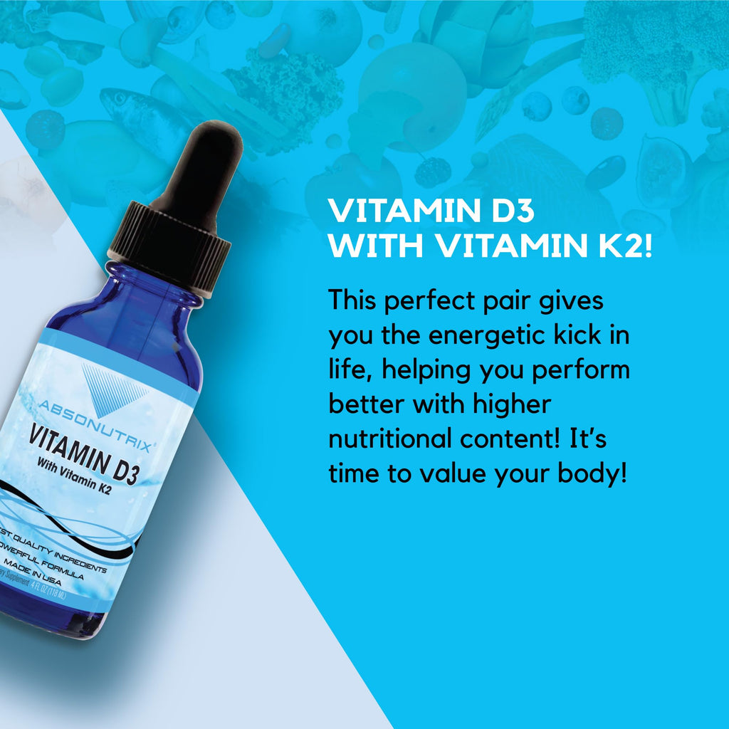 Absonutrix Vitamin D3 K2 Drops, 390mg, 4 Oz Liquid