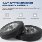 AR-PRO (2-Pack) 10" x 2.5" Flat Free Solid Rubber Replacement Tires - Flat-Free Tire and Wheel for Hand Trucks and Wheelbarrows with 5/8" Axles