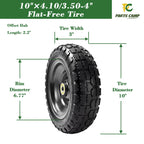 Parts Camp Replace Gorilla Cart Wheels 10" Flat-free Solid Tire and Wheel