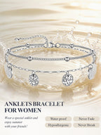 U7 Silver Anklets for Women Layered Gold Chain Anklet Lightweight
