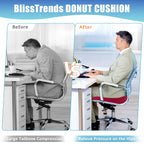 BlissTrends Donut Pillow Seat Cushion,Donut Chair Cushions for Postpartum Pregnancy & Hemorrhoids,Tailbone Pain Relief Cushion,Memory Foam Lifting Cushions for Office&Home Chairs (Red)
