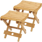 SINJEUN 2 Pack 12 Inch Natural Bamboo Folding Bench Seat Stool Bench for Bathroom, Spa, Sauna, Wooden Seat, Shower Bench Stool, Easy Assembled