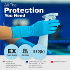 Raxwell Nitrile Dishwashing Gloves - Waterproof Gloves - Heavy Duty Dishwashing Protection - Extended Cuff Long Rubber Hand Cover - Small, Blue, 50 Count