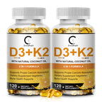 Vitamin D3 K2 Supplement with Vitamin D3 5000 IU, 200 mcg Vitamin K2 MK-7 & Natural Coconut Oil, Plant Based 2-1 Formula for Bone, Teeth, Muscle and Immune Health Support (120 Count (Pack of 2))