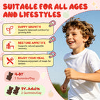 Wellcatcher Appetite Booster Gummies for Kids Adults: Picky Eater Vitamins Support Eat More Height Growth Gut Health & Nutritional Balance with Bromelain Hawthorn Zinc, Sugar Free 60CT