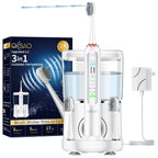 OILSAO Electric Toothbrush with Water Flosser Combo in One, Professional Flossing Toothbrush for Teeth Cleaning and Flossing, Plaque Removal, Rechargeable,5 Brush Modes & 3 Flossing Speeds,500ML,White