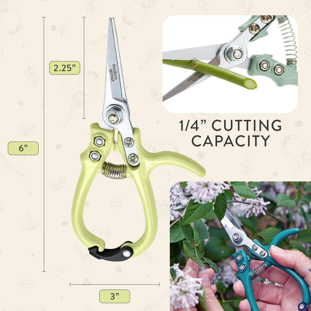 Modern Sprout Pruning Shears- Garden Snips-Herb Scissors- Chartreuse 1-Pack