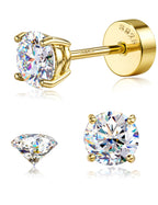 GEMQUEEN Moissanite Earrings Studs 925 Sterling Silver Hypoallergenic 0.6CT