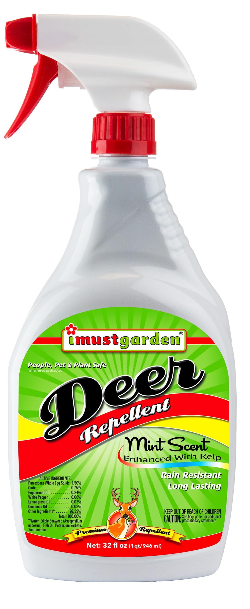 I Must Garden Deer Repellent: Mint Scent Deer Spray for Gardens & Plants – Natural Ingredients – 32oz Ready to Use