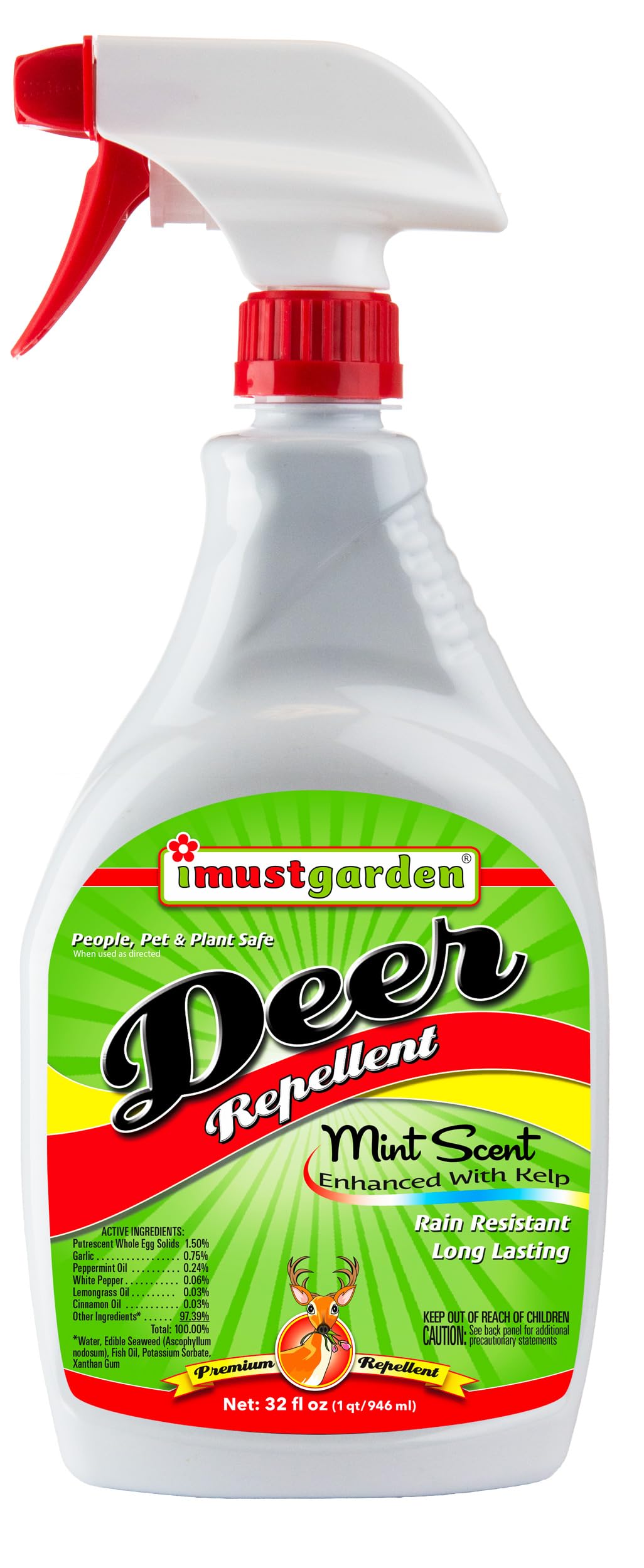 I Must Garden Deer Repellent: Mint Scent Deer Spray for Gardens & Plants – Natural Ingredients – 32oz Ready to Use