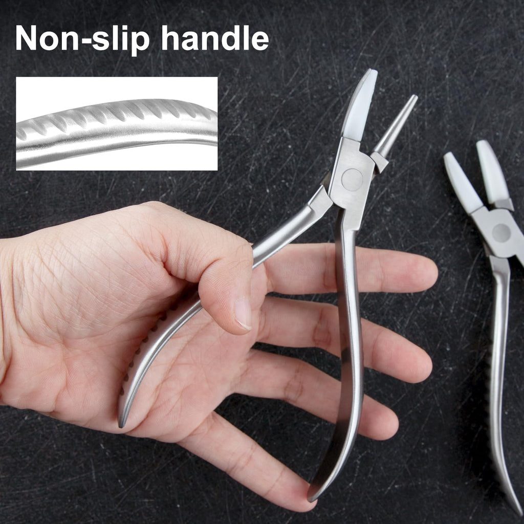 LEONTOOL Round Nylon Jaw Eyeglasses Frame Pliers Kit with Eyeglass Repair Screwdriver Optical Pliers Set