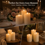 ANGELLOONG Flickering Flameless Candles, Realistic Battery Operated Candles with Remote and Timer, Set of 3 LED Candles for Fall Room Home Wedding Decor Centerpieces Table Party Christmas Decorations