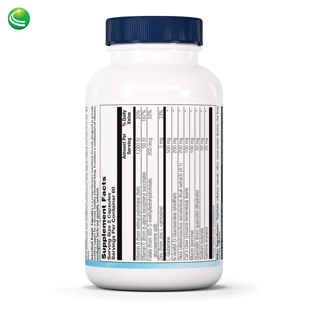 Nutra Biogenesis Intestinal Repair Capsules - Herbal Gut Health Supplement for Women & Men with Sodium Butyrate, Daily - 120 Capsules