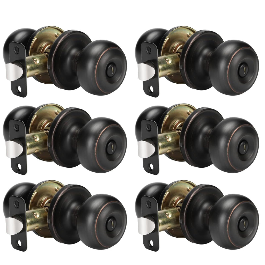 Haidms 6 Pack Oil Rubbed Bronze Door Knobs Interior, Bronze Privacy Interior Door Knobs for Bedroom or Bathroom Classic Round Doorknobs Hardware