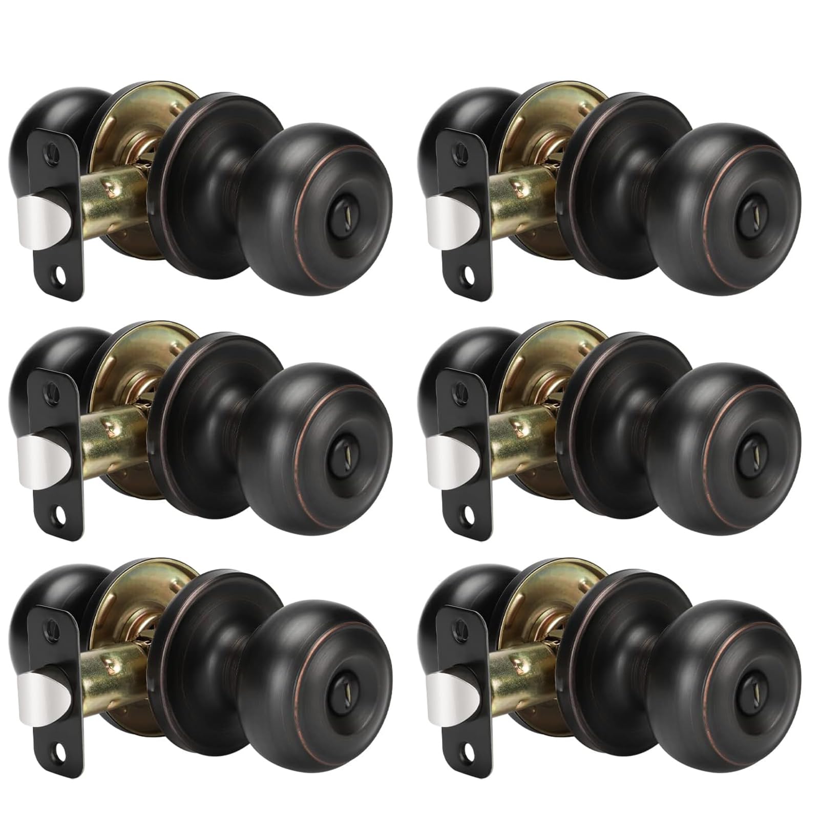 Haidms 6 Pack Oil Rubbed Bronze Door Knobs Interior, Bronze Privacy Interior Door Knobs for Bedroom or Bathroom Classic Round Doorknobs Hardware
