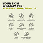 Skin Said Yes Olive Oil Soap Bars - Set of 8 - Organic Bar Soap - Moisturizing, Gentle on Skin, Rich in Antioxidants - Ideal for Sensitive Skin, Kids, Men, and Women - Perfect for Everyday Use