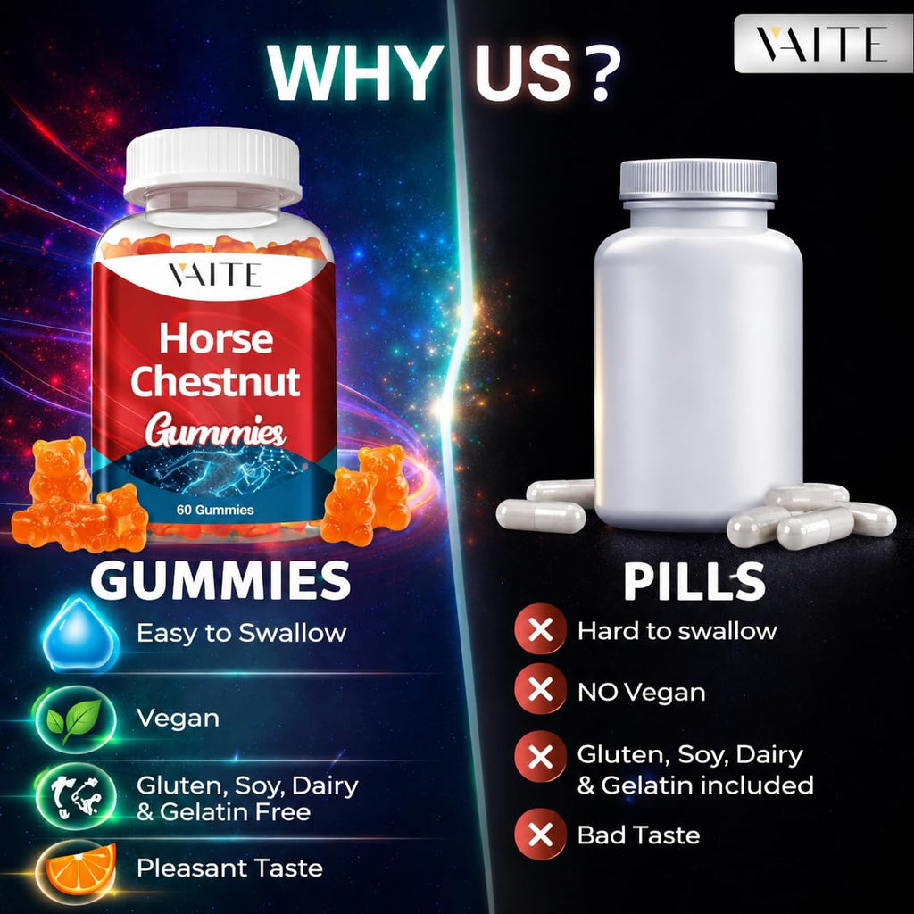 VAITE Horse Chestnut Extract Supplement, Vein Support Blood Circulation Supplements for Varicose Veins on Legs and Circulatory Supports, Horsechestnut Seed Butchers Broom Root, Non-GMO Gluten Free