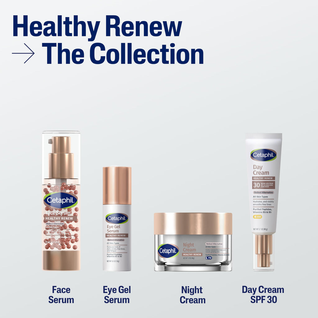 Cetaphil Healthy Renew Moisturizing Day Cream 1.7 Oz, Daily Moisturizer with SPF 30, Skin Tightening Anti Wrinkle Cream for Face with Peptides, Fragrance Free, Retinol Alternative For Sensitive Skin