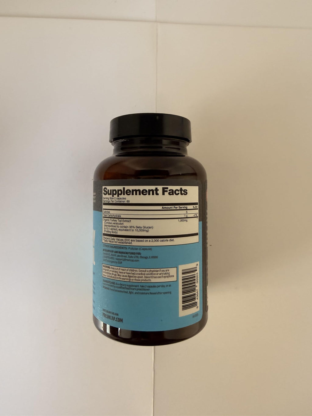 FreshCap Mushrooms Premium Organic Turkey Tail Supplement Capsules - 10:1 Fruiting Body Extract with 35% Beta-Glucans - 3rd-Party Tested - Supports Daily Immunity and Gut Resilience (120 Capsules)