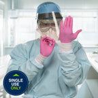 HALYARD PINK UNDERGUARD Nitrile Exam Gloves, Powder-Free, 4.7 mil, Extended 12 Inches Cuff, Pink, X-Small, 47452 (Box of 100)
