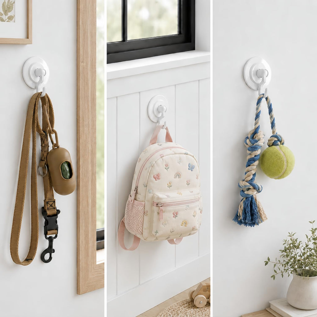 Adhesive Wall & Ceiling Decor Hooks: 4-Pack 3 lbs Heavy Duty No-Drill 360° Swivel Adjustable for Hanging Home Accents Lights Plants Wind Chimes Compatible with 3M Command Strips