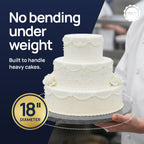 O’Creme Cake Board, Silver Foil Round Cake Circles with Gorgeous Design, Sturdy & Durable 1/2” Thick Cake Drums, Round Cake Boards with 18” Diameter, Pack of 5 Disposable Cake Drums