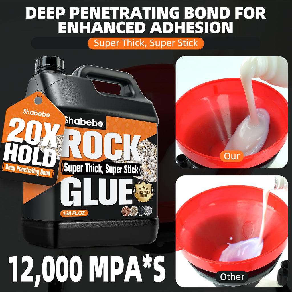 Shabebe Rock Glue for Landscaping 1 Gallon, Ultra-Stick Mulch Bond Gravel Binder & Stone Adhesive, 100% Water-Permeable Pea Gravel Stabilizer, Long-Lasting Rock Glue for Paths, Patios & Borders