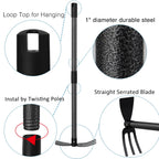 Hoe and Cultivator Gardening Hand Tools, Heavy Duty Stainless Steel Garden Hoe and 3 Fork Hand Tiller for Gardening Weeding Planting with Adjustable Handle 45 inch