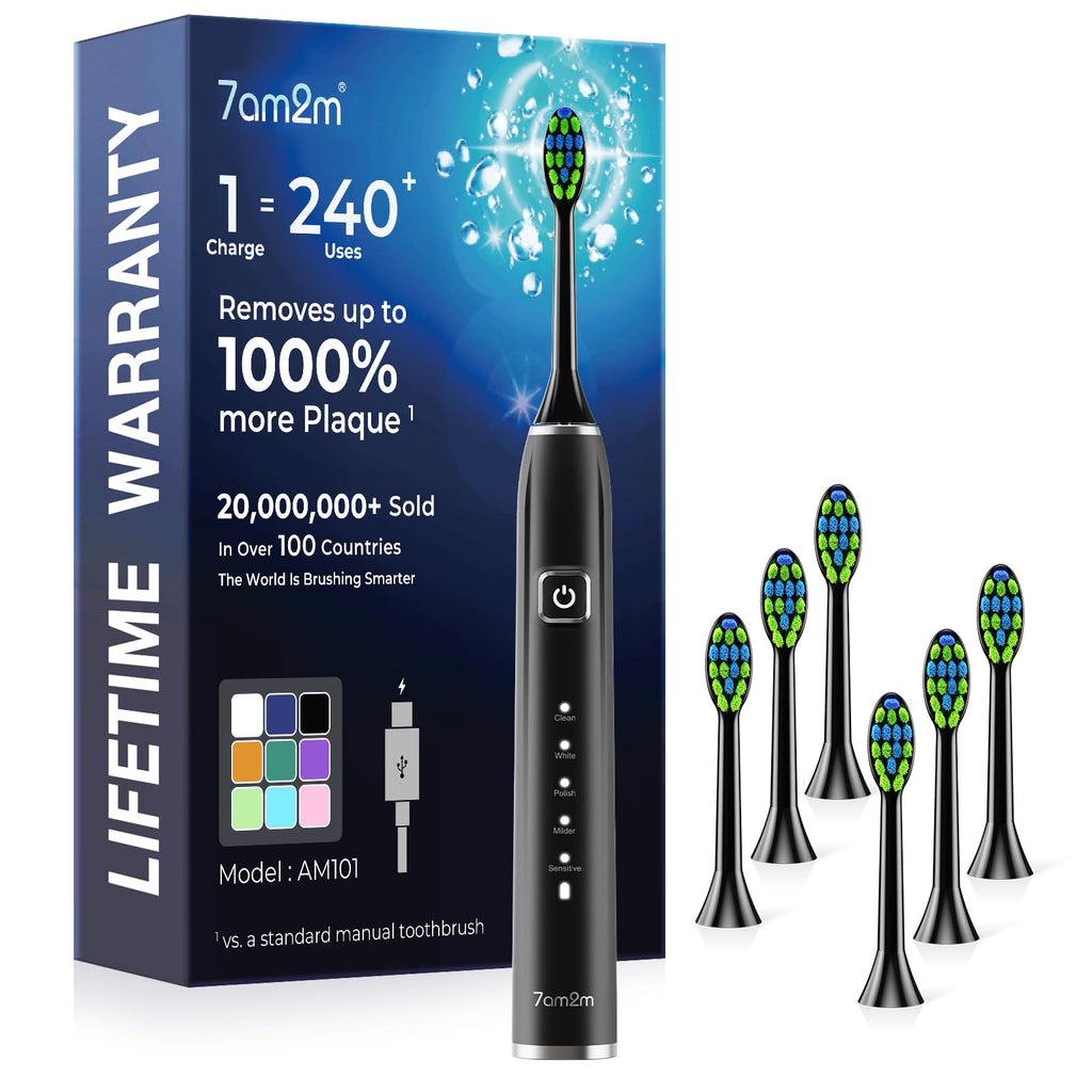 7AM2M Sonic Electric Toothbrush for Adults,Type-C Charging Run for 120 Days