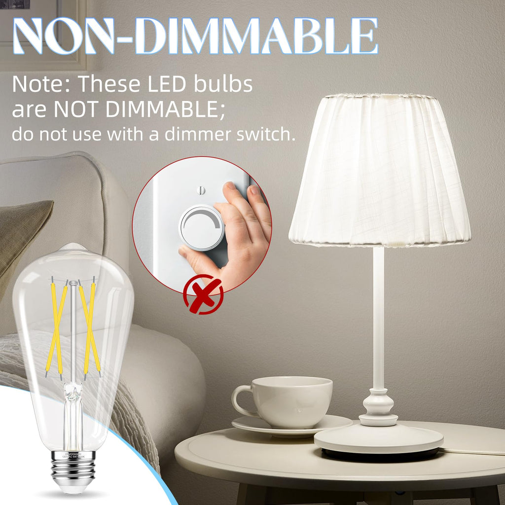 GvvooHome Edison Bulbs E26 LED Bulb 60 watt Equivalent 4000K Daylight White